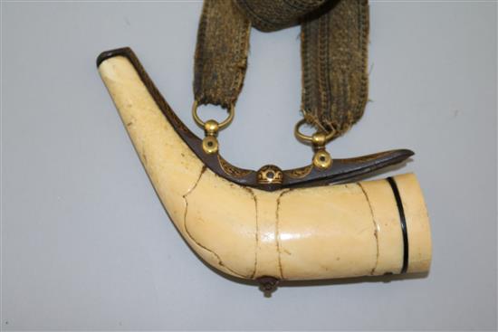 A 17th/18th century Turkish Ottoman walrus ivory powder horn,